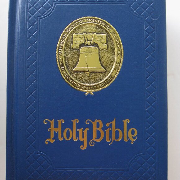 Vintage 1975 KJV Freedom Bible Red Letter Edition Regency Blue Padded Cover